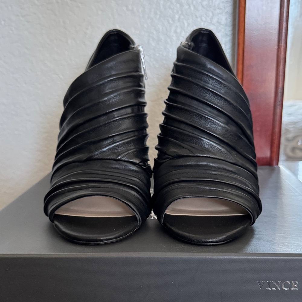 Vince Camuto Black Anara Peep-Toe Heels
